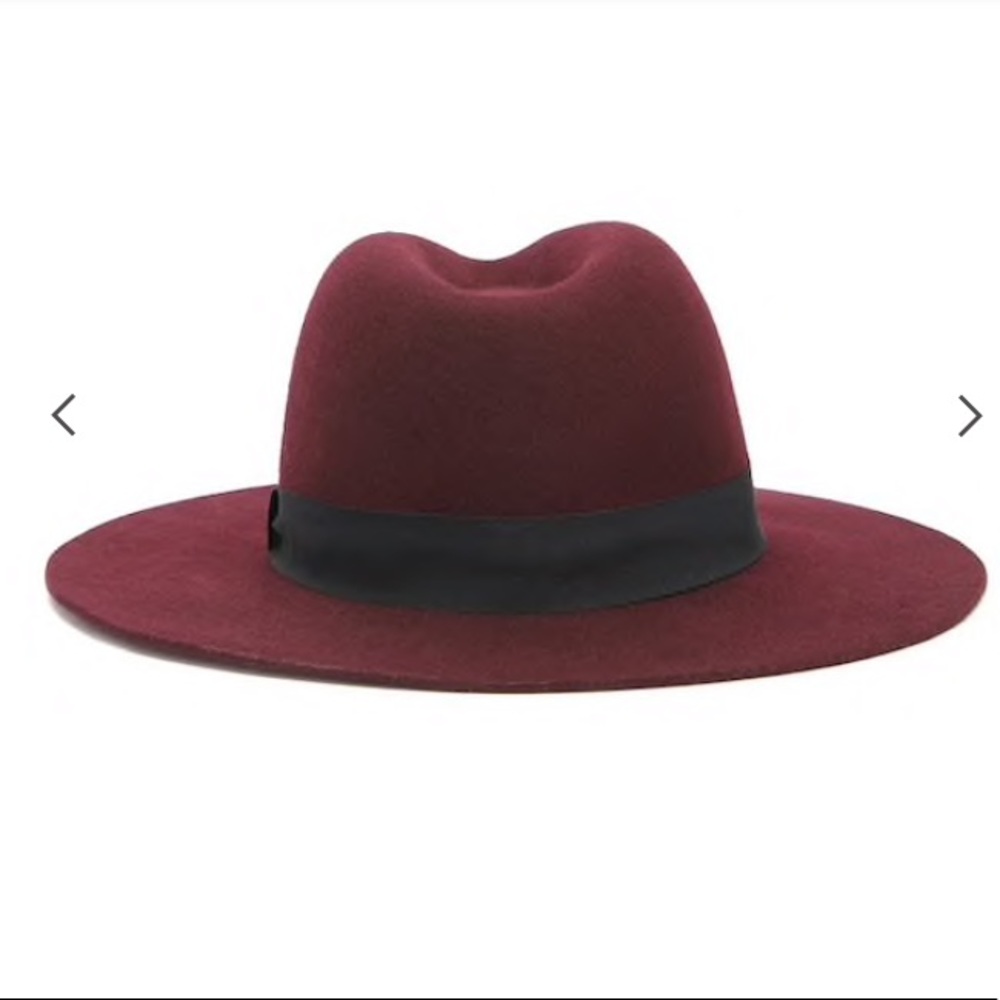 New Burgundy Wool Fedora Hat - Picture 5 of 15